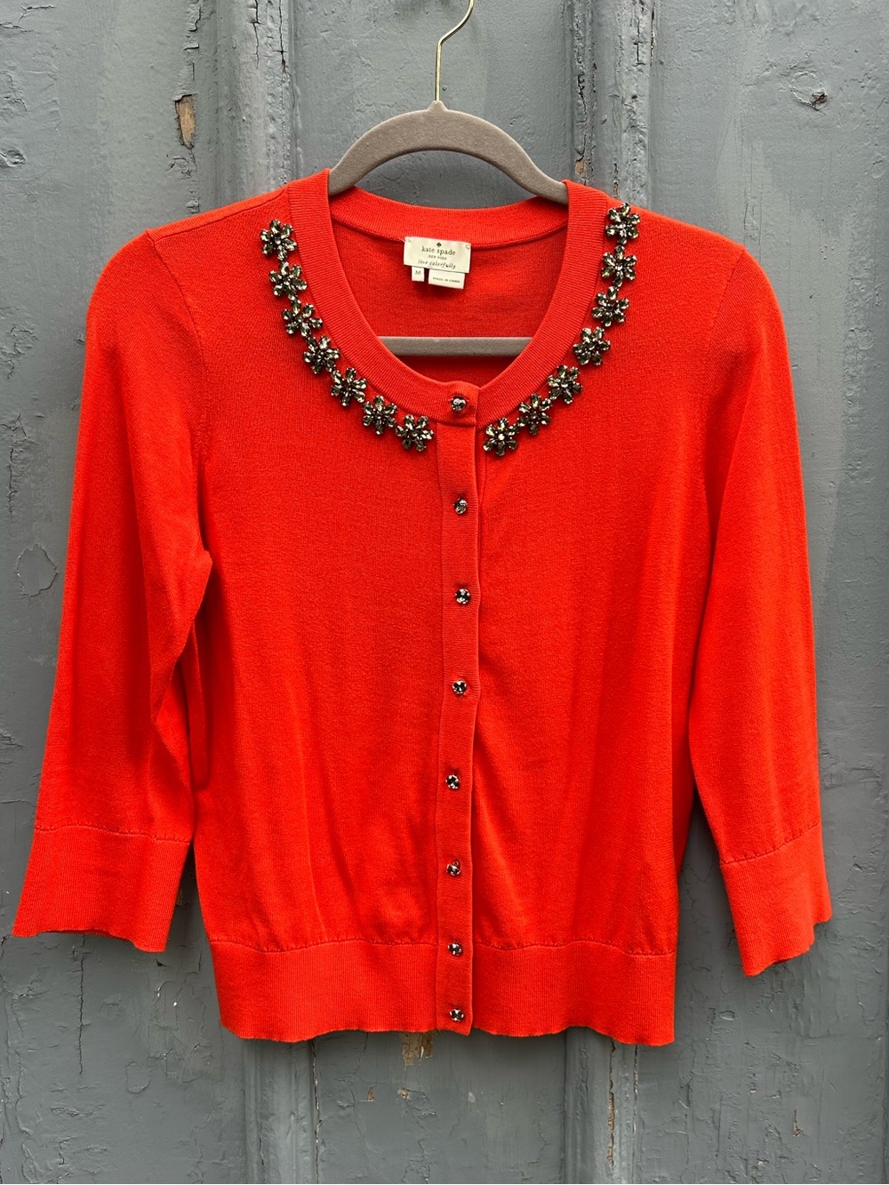 Kate Spade Orange jewelled Cardigan, size M